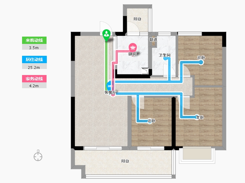 四川省-成都市-俊发星阳俊园(7,8,9)号楼100m²-74.50-户型库-动静线