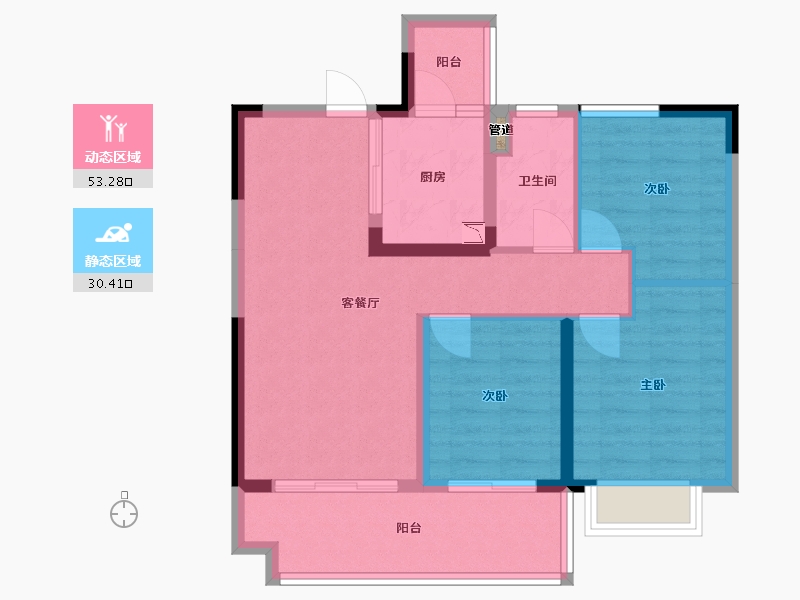 四川省-成都市-俊发星阳俊园(7,8,9)号楼100m²-74.50-户型库-动静分区