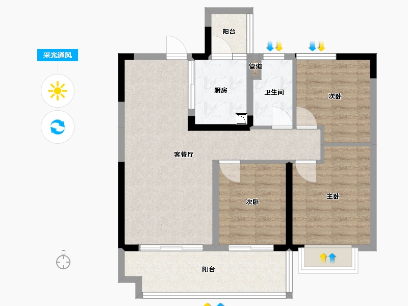 四川省-成都市-俊发星阳俊园(7,8,9)号楼100m²-74.50-户型库-采光通风