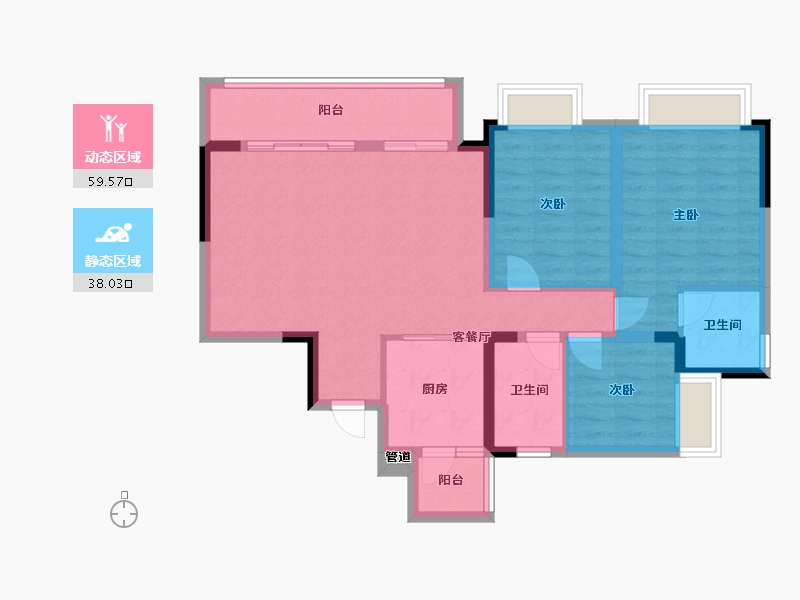 四川省-成都市-俊发星阳俊园(4,10)号楼114m²-87.38-户型库-动静分区