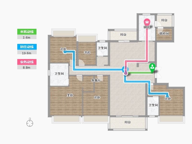 四川省-成都市-美的碧桂园观澜宸府天宸户型215m²-173.55-户型库-动静线