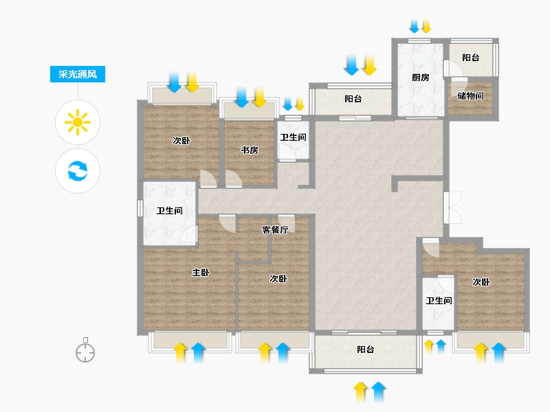 四川省-成都市-美的碧桂园观澜宸府天宸户型215m²-173.55-户型库-采光通风