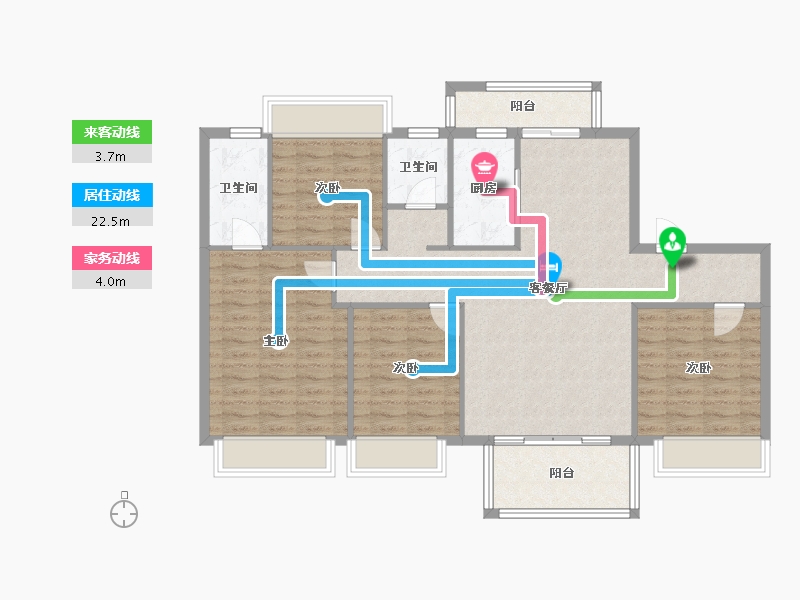 四川省-成都市-美的碧桂园观澜宸府紫宸户型144m²-108.03-户型库-动静线