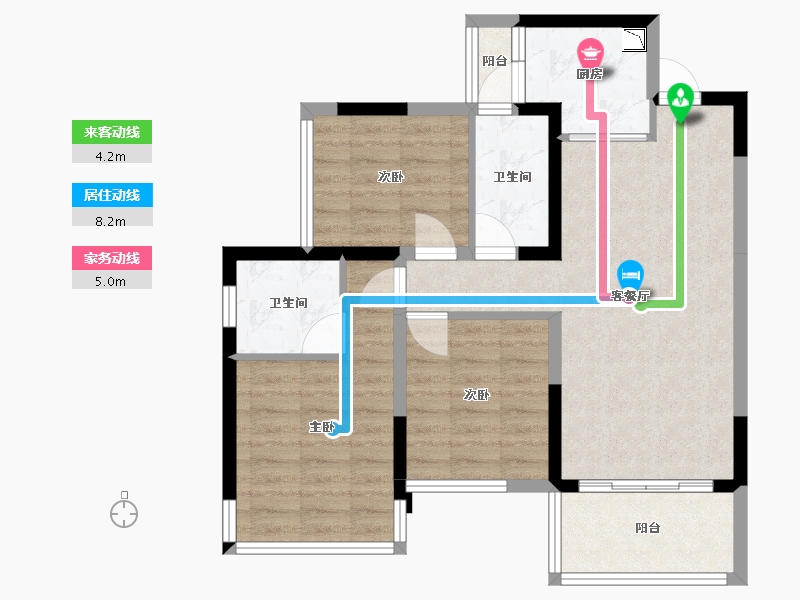 四川省-成都市-明信仕林悦府A3户型93.31㎡-74.82-户型库-动静线