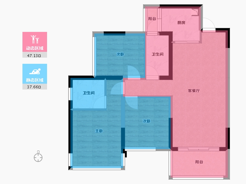 四川省-成都市-明信仕林悦府A3户型93.31㎡-74.82-户型库-动静分区