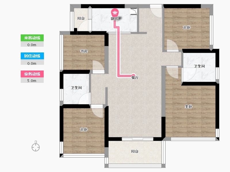 四川省-成都市-明信仕林悦府Ｂ2户型111.72㎡-88.45-户型库-动静线