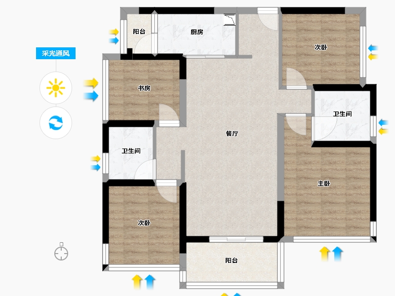 四川省-成都市-明信仕林悦府Ｂ2户型111.72㎡-88.45-户型库-采光通风