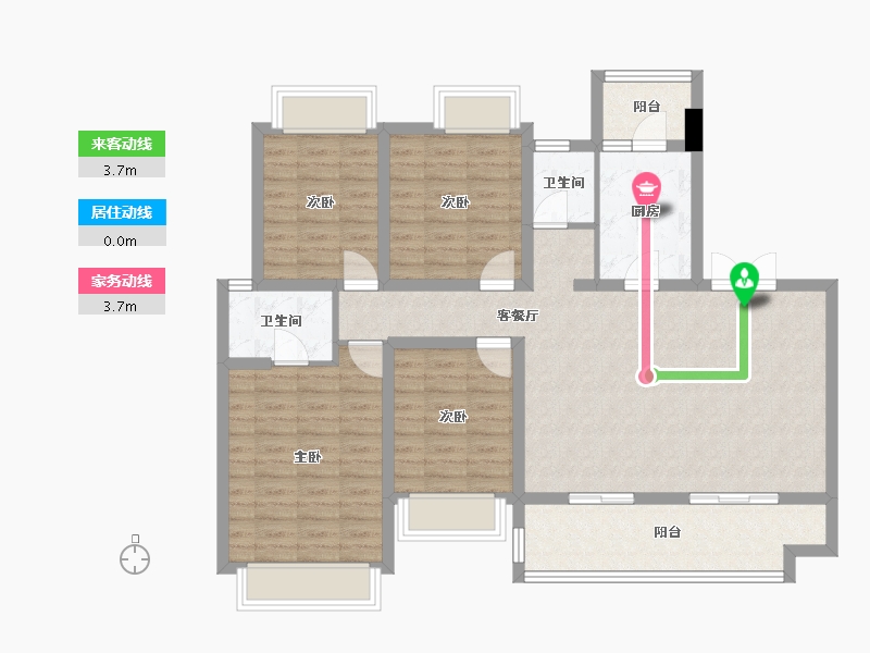 四川省-成都市-人居越秀紫云府Ａ1-1户型141m²-111.87-户型库-动静线