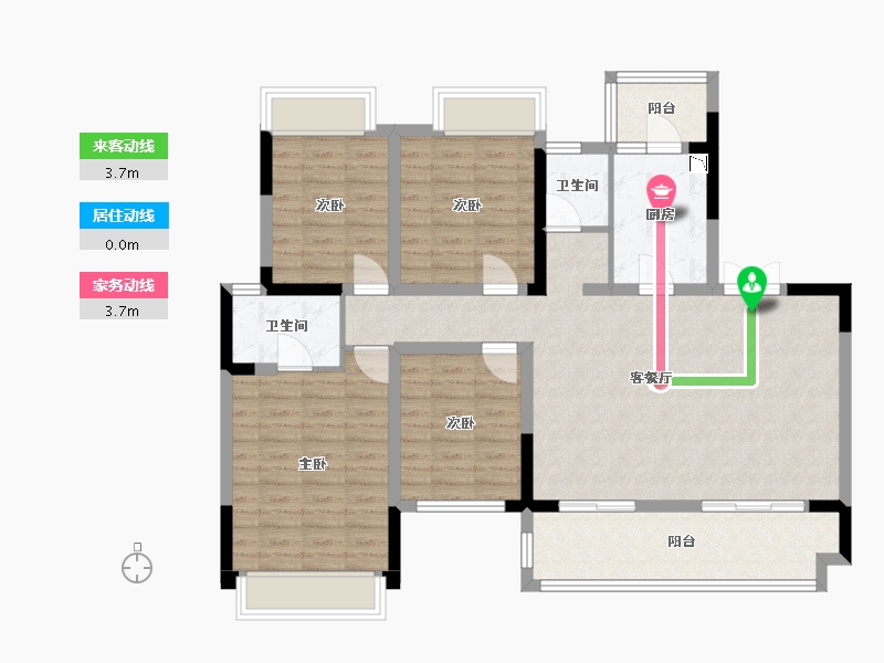 四川省-成都市-人居越秀紫云府Ａ2-1户型141m²-112.10-户型库-动静线