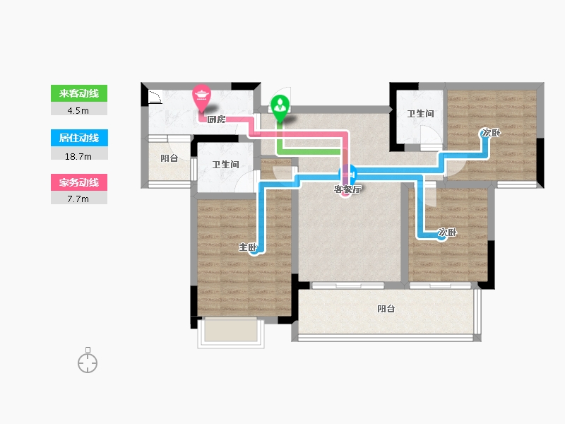 四川省-成都市-人居越秀紫云府D3户型109m²-83.32-户型库-动静线