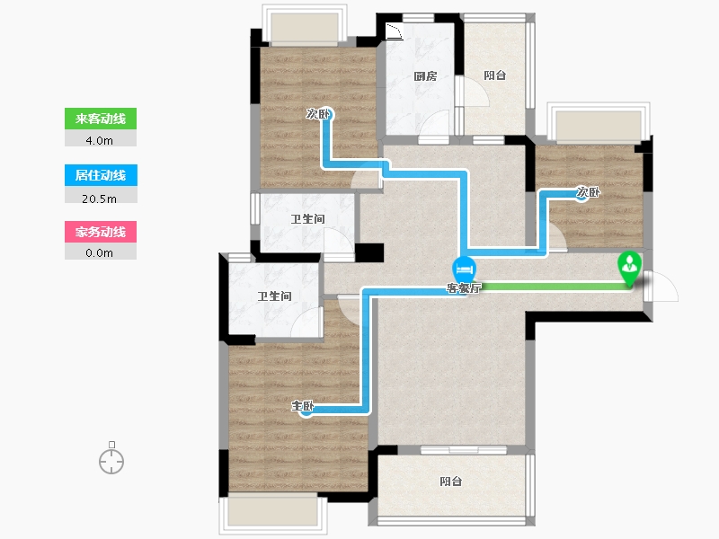 四川省-成都市-人居越秀紫云府D1-1户型121m²-92.51-户型库-动静线