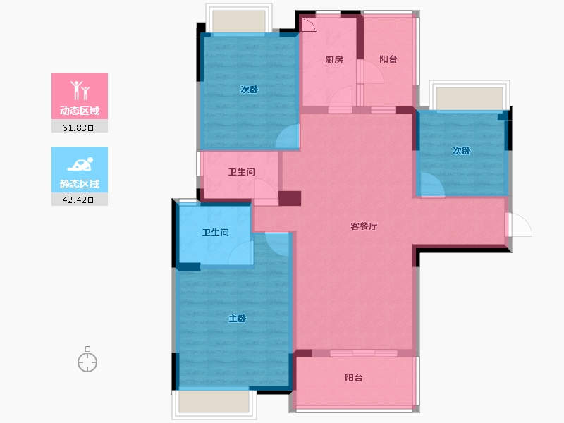 四川省-成都市-人居越秀紫云府D1-1户型121m²-92.51-户型库-动静分区