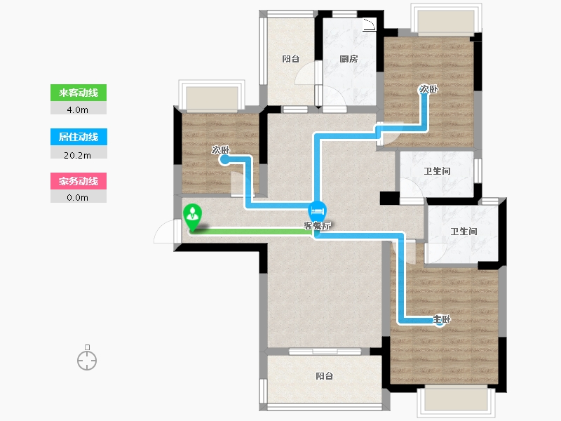 四川省-成都市-人居越秀紫云府D1户型121m²-91.81-户型库-动静线