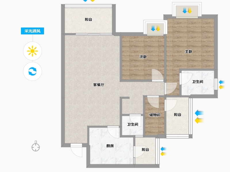 四川省-成都市-天立世纪华府E2户型102m²-78.92-户型库-采光通风