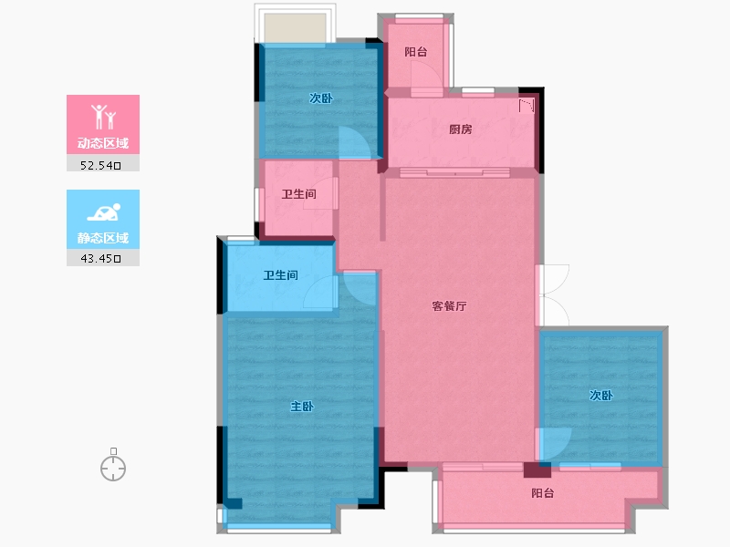 四川省-成都市-东原中业印江洲110平户型110m²-85.77-户型库-动静分区