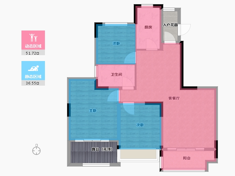 四川省-成都市-恒大银海湖三期7号楼110m²-88.00-户型库-动静分区