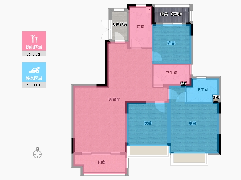 四川省-成都市-恒大银海湖三期7号楼117m²-93.60-户型库-动静分区