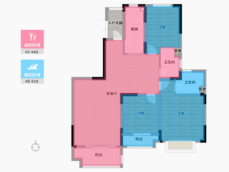 四川省-成都市-恒大银海湖三期7号楼126m²-100.80-户型库-动静分区