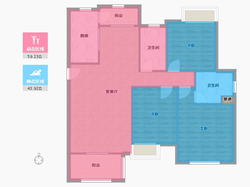 四川省-成都市-中海外北岛洋房(1,2,3,5,40,41)号楼115m²-94.32-户型库-动静分区