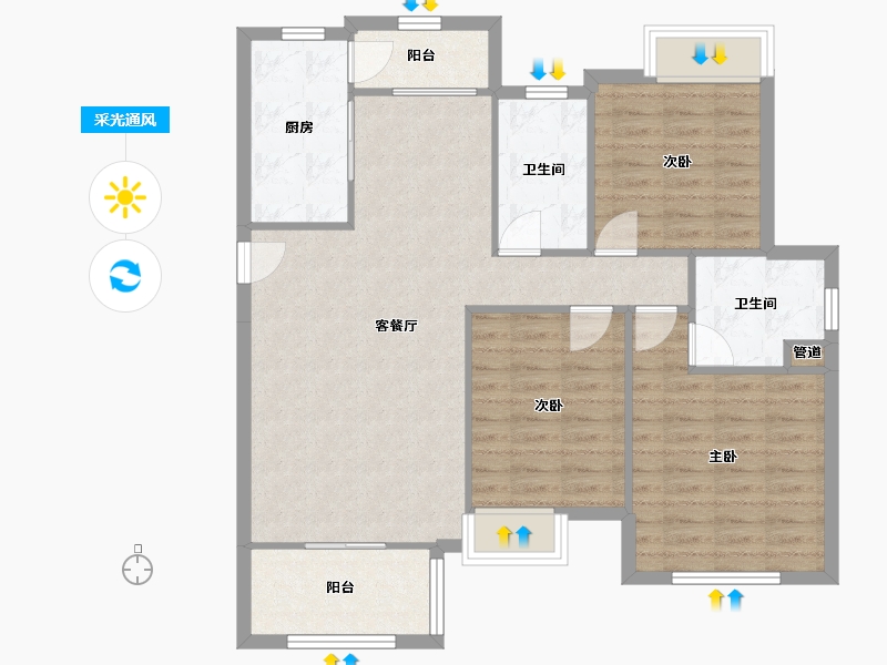 四川省-成都市-中海外北岛洋房(1,2,3,5,40,41)号楼115m²-94.32-户型库-采光通风