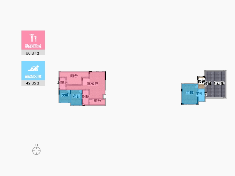 四川省-成都市-中瑞天悦天玺(3,4,5,6)栋129m²-156.91-户型库-动静分区