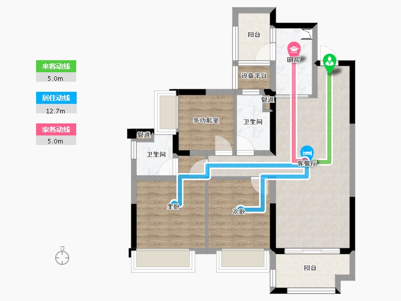 四川省-成都市-中瑞天悦天玺(10,9,11,7)栋98m²-76.93-户型库-动静线