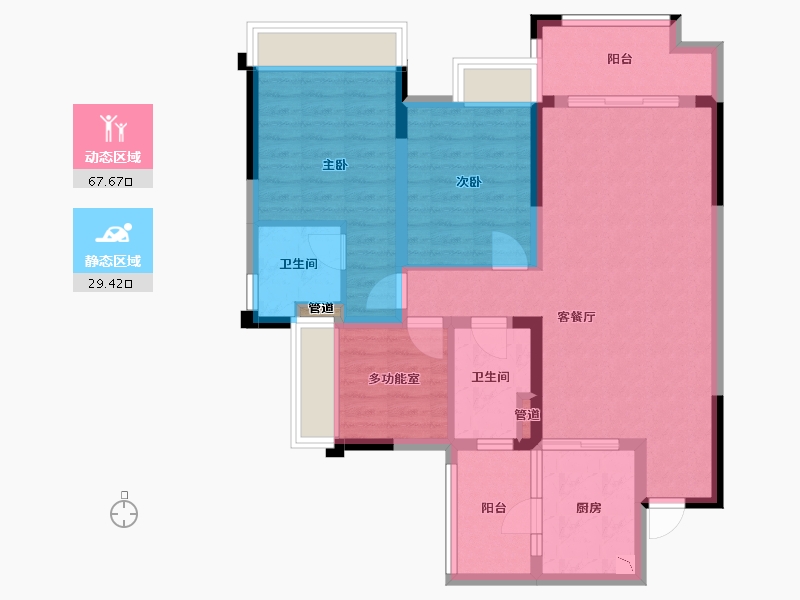 四川省-成都市-中瑞天悦天玺(10,9,11,7)栋109m²-86.03-户型库-动静分区