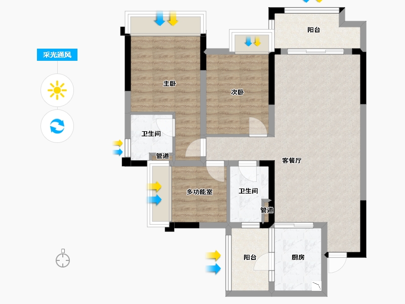 四川省-成都市-中瑞天悦天玺(10,9,11,7)栋109m²-86.03-户型库-采光通风