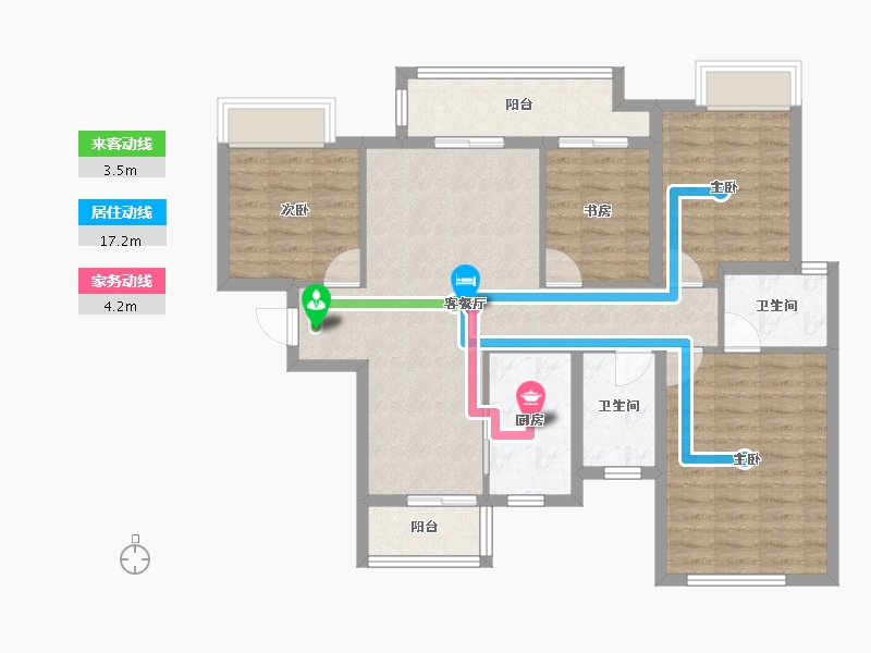 四川省-成都市-大发融悦和府A户型121m²-94.91-户型库-动静线