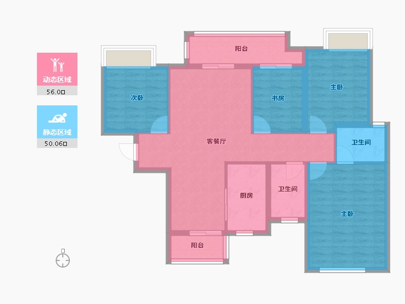 四川省-成都市-大发融悦和府A户型121m²-94.91-户型库-动静分区