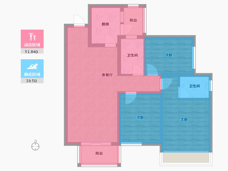 四川省-成都市-大发融悦和府Ｂ户型105m²-80.63-户型库-动静分区