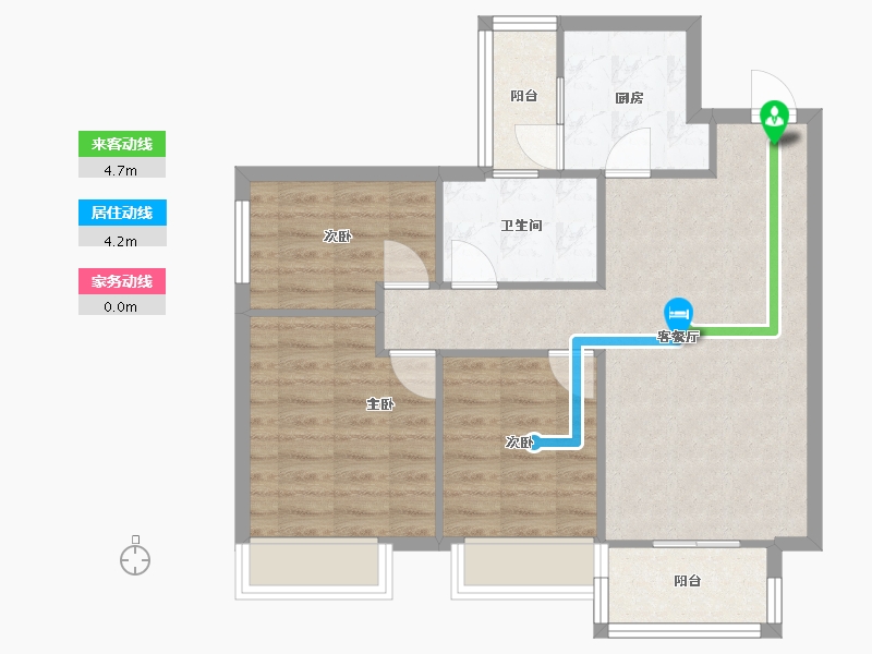 四川省-成都市-大发融悦和府Ｄ户型95m²-71.75-户型库-动静线