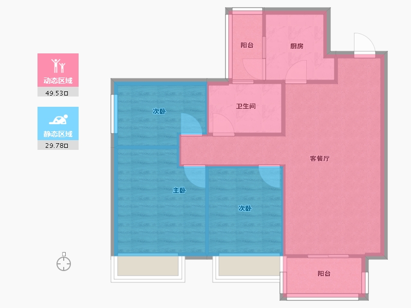 四川省-成都市-大发融悦和府Ｄ户型95m²-71.75-户型库-动静分区