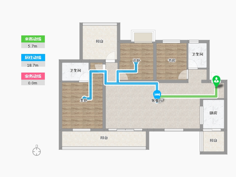 四川省-成都市-东环晓院B户型121m²-99.12-户型库-动静线