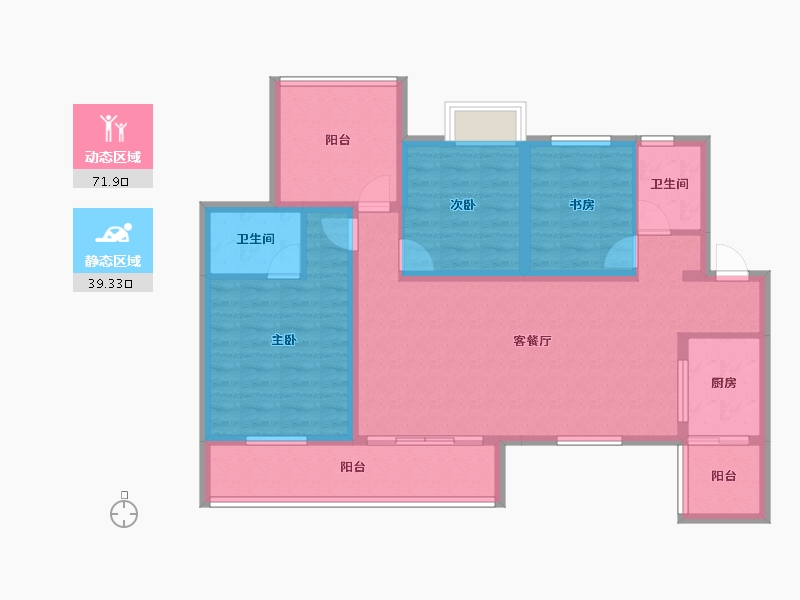 四川省-成都市-东环晓院B户型121m²-99.12-户型库-动静分区