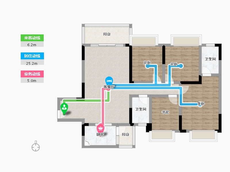 四川省-成都市-锦德天府Ａ１户型128m²-100.48-户型库-动静线