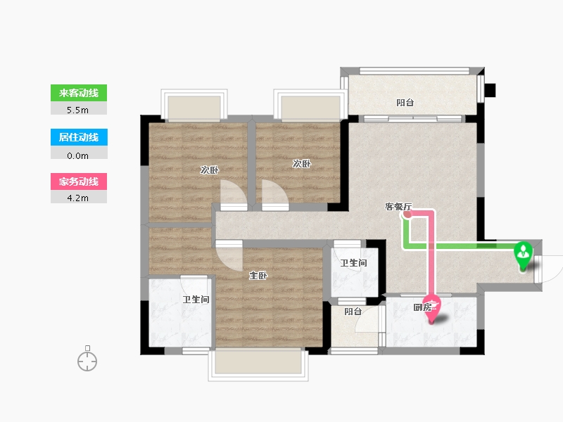 四川省-成都市-锦德天府D1户型99m²-79.20-户型库-动静线