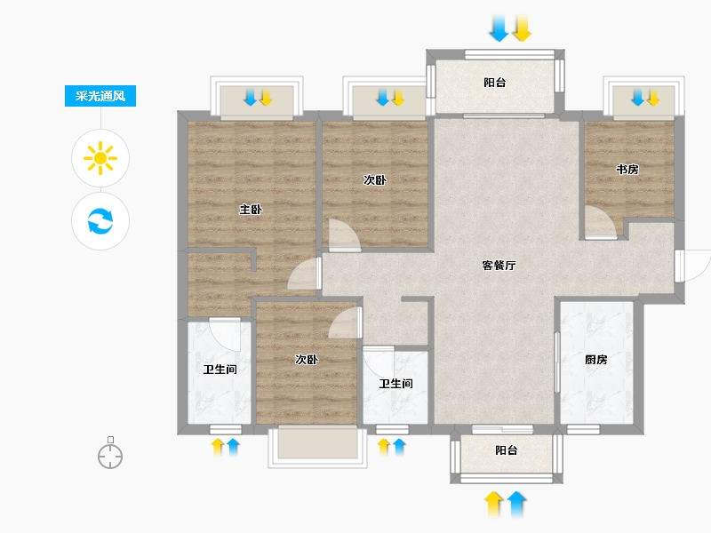 四川省-成都市-新城金樾华府(9,10,17,21,22)号楼118m²-89.15-户型库-采光通风