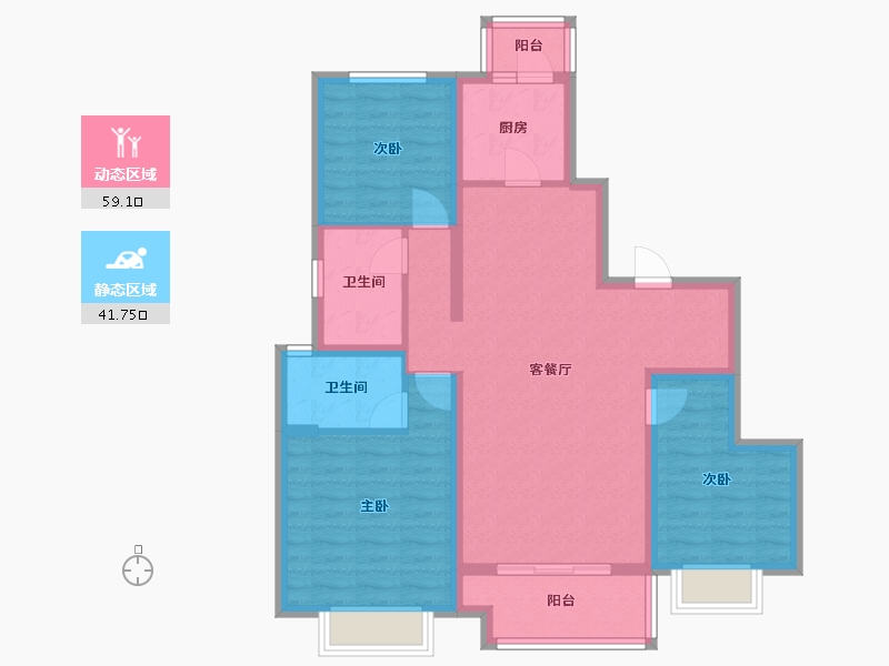 四川省-成都市-新城金樾华府9号楼126m²-89.47-户型库-动静分区