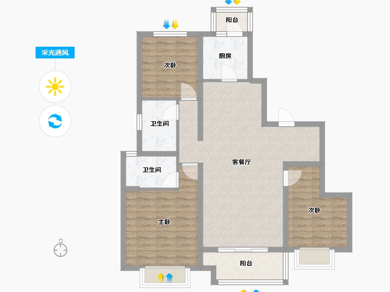 四川省-成都市-新城金樾华府9号楼126m²-89.47-户型库-采光通风