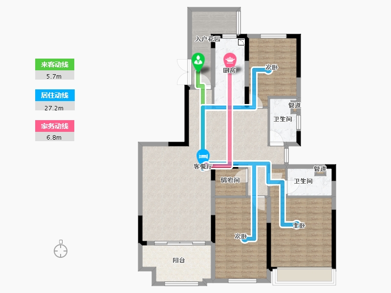 四川省-成都市-恒大银海湖三期7号楼146m²-116.80-户型库-动静线