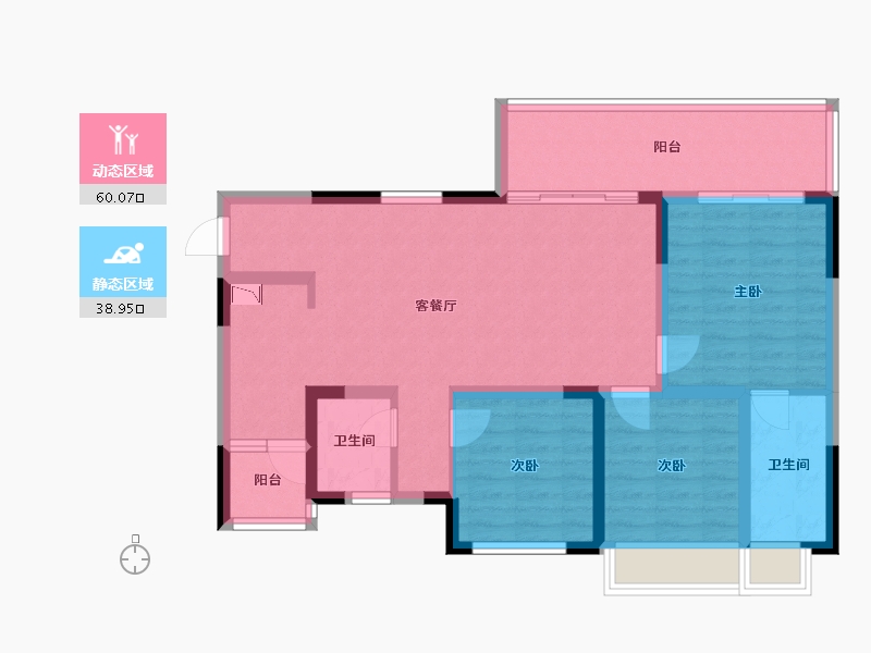 四川省-成都市-经典西悦城4栋（住宅）110m²-87.95-户型库-动静分区