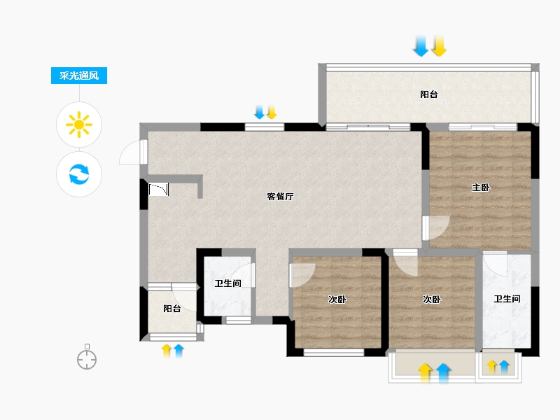 四川省-成都市-经典西悦城4栋（住宅）110m²-87.95-户型库-采光通风