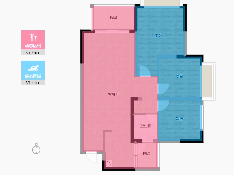 四川省-成都市-经典西悦城4栋（住宅）98m²-75.31-户型库-动静分区