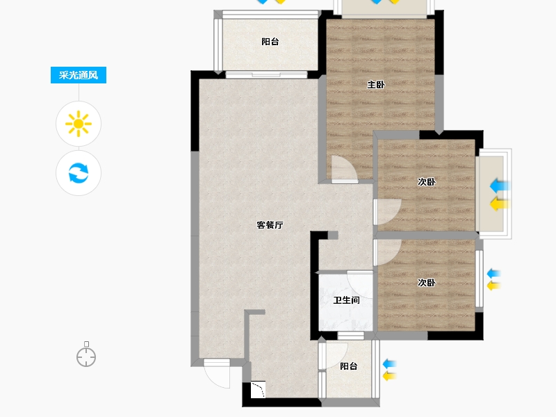 四川省-成都市-经典西悦城4栋（住宅）98m²-75.31-户型库-采光通风