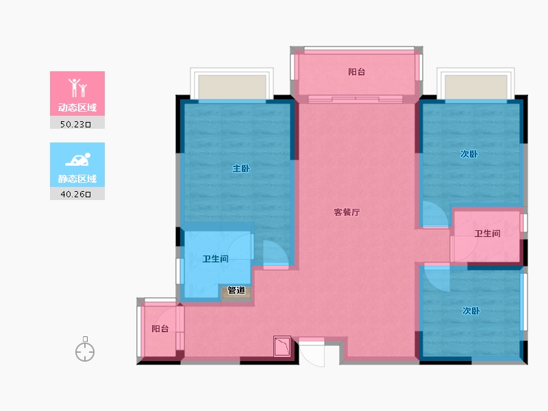 四川省-成都市-经典西悦城5栋（住宅）,6栋107m²-79.91-户型库-动静分区