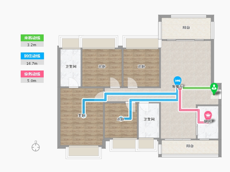 四川省-成都市-经典西悦城12号楼，13号楼126m²-103.04-户型库-动静线