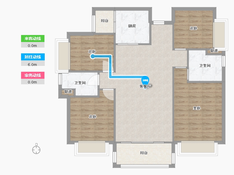 四川省-成都市-经典西悦城Ａ1户型123m²-98.54-户型库-动静线