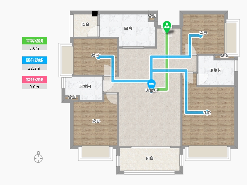 四川省-成都市-经典西悦城B1户型135m²-107.40-户型库-动静线