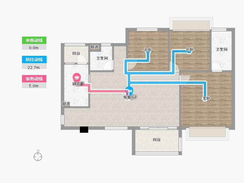 四川省-成都市-经典西悦城B2户型120m²-97.61-户型库-动静线